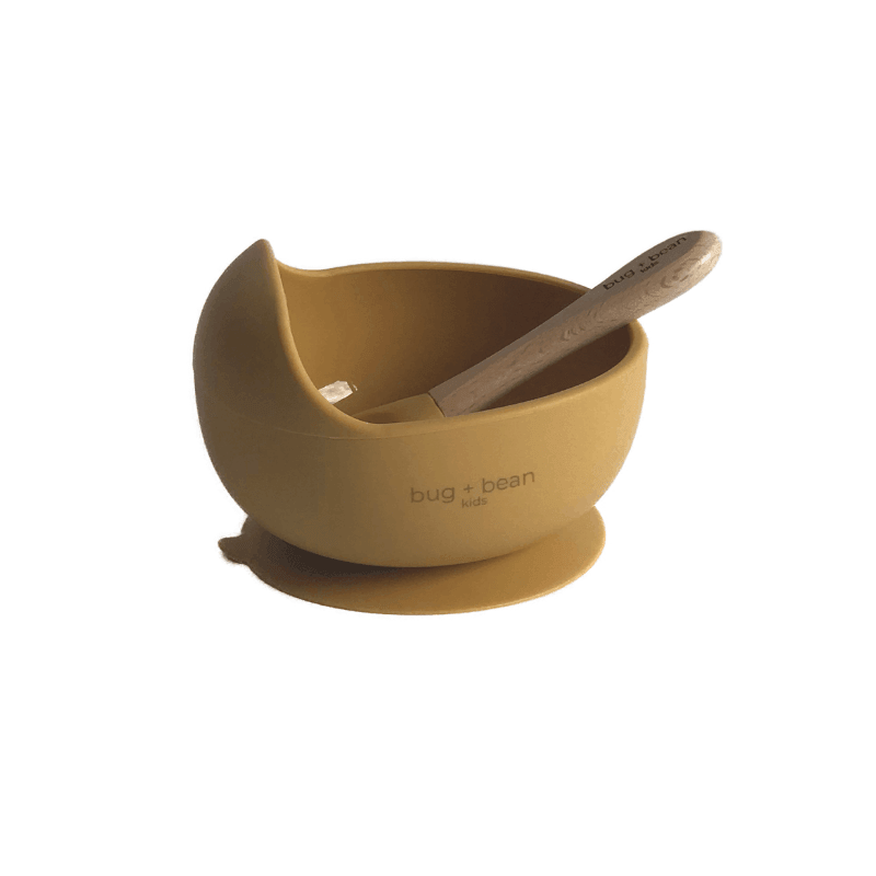 Silicone Bowl + Spoon Set, Mustard