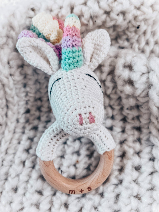 Unicorn Hand Crochet Rattle