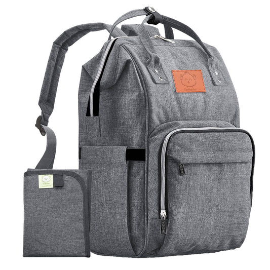 KeaBabies Original Diaper Backpack with Changing Pad- Classic Gray