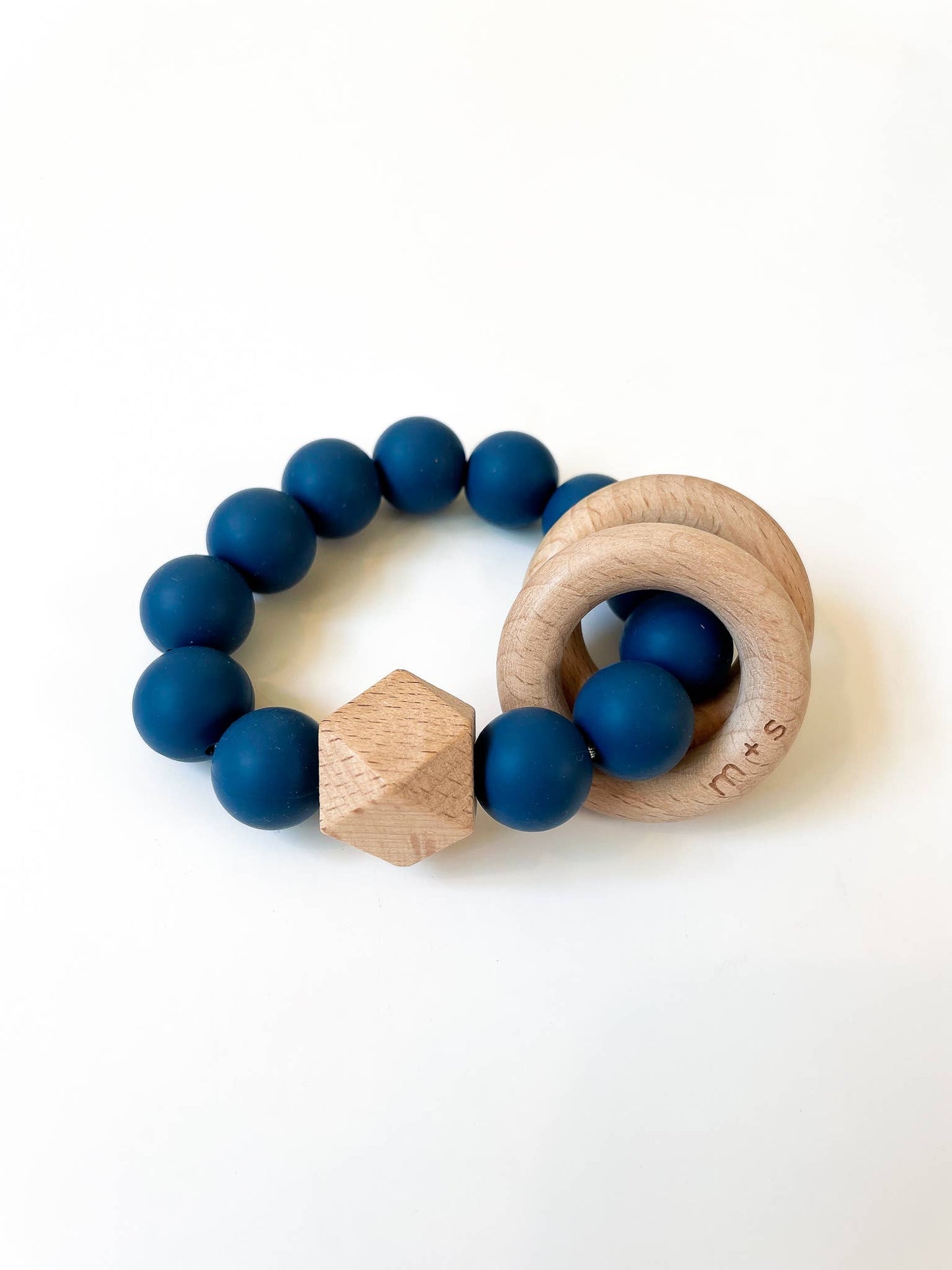 Geo Teether- Silicone and Beech Wood, Navy