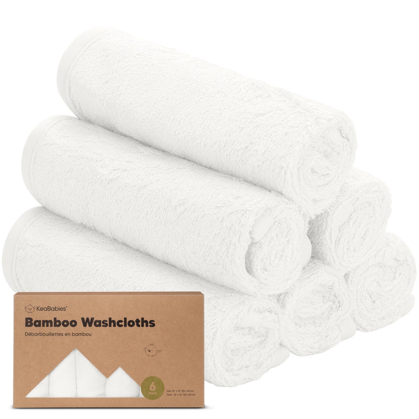 6-Pack Baby Bamboo Washcloths (White)