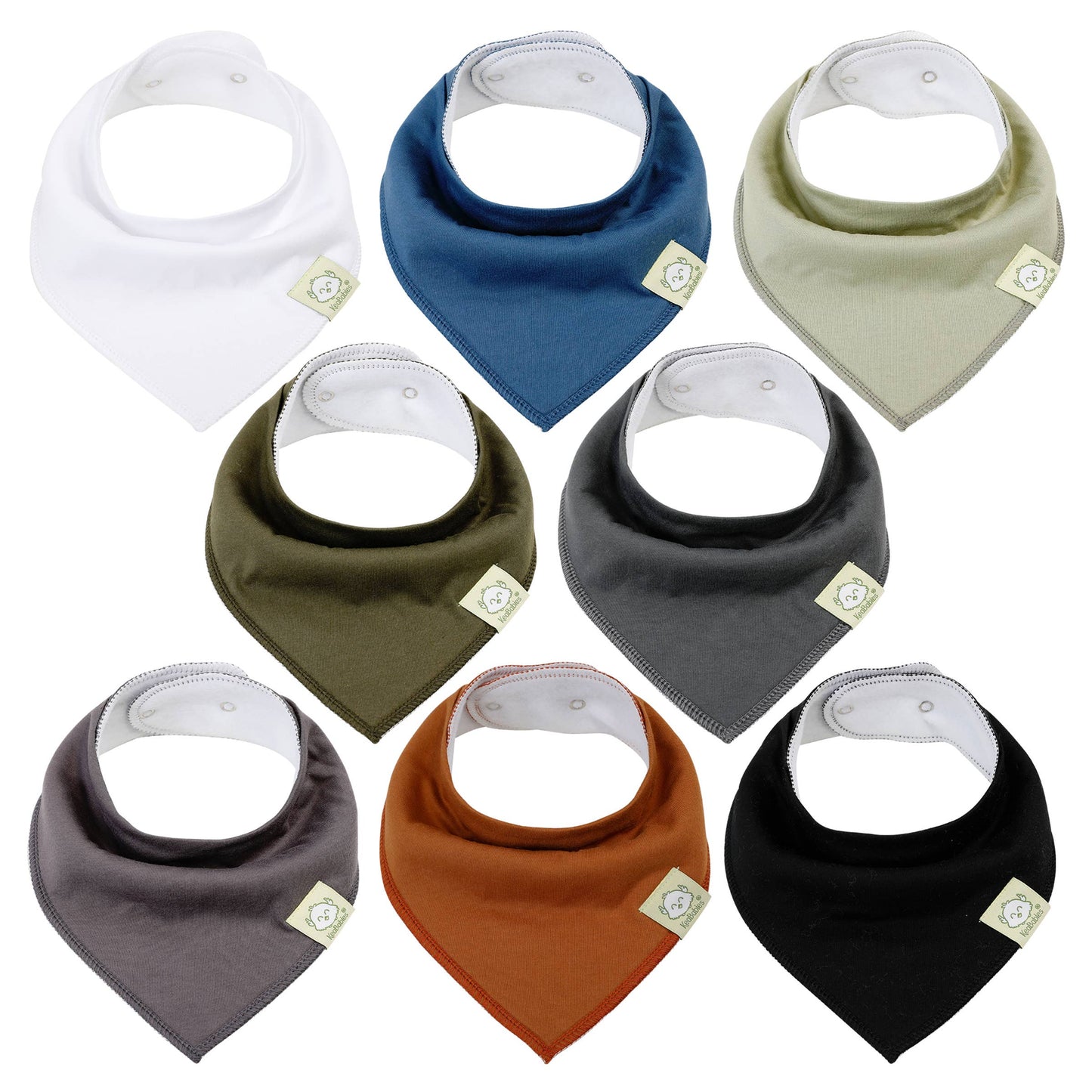 8-Pack Baby Bibs, Basic Solids